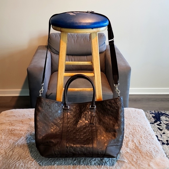 Coach Other - Coach Chocolate Brown Leather Duffel Carry Bag (C print) Excellent Condition